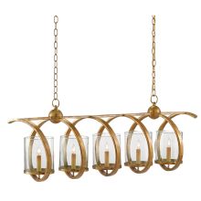Maximus 5 Light 47" Wide Single Tier Linear Chandelier with Clear Glass Shade