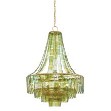 Vintner 7 Light 27" Wide Single Tier Draped Chandelier with Green Glass Shade