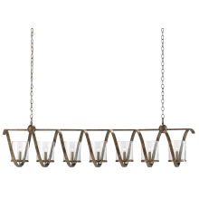 Maximus 7 Light 64" Wide Taper Candle Linear Chandelier with Clear Glass Shades