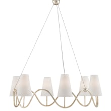 Kadir 6 Light 39" Wide Wrought Iron Chandelier with Fabric Shades