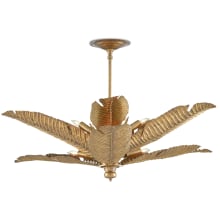 Tropical 6 Light 34" Wide Semi-Flush Ceiling Fixture with Metal Shades