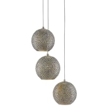 Giro 3 Light 8" Wide Multi Light Pendant with Metal Shades