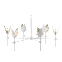 Peace Lily 6 Light 47" Wide Wrought Iron Chandelier with Metal Shades