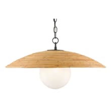 Pembry 24" Wide Pendant with Wicker and Glass Shades