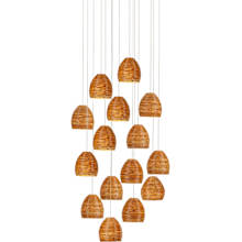 Beehive 15 Light 25" Wide Wood Multi Light Pendant