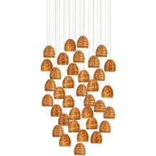 Beehive 36 Light 37" Wide Wood Multi Light Pendant