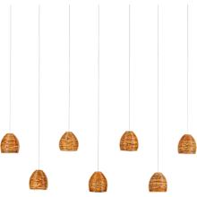 Beehive 7 Light 57" Wide Wood Linear Pendant