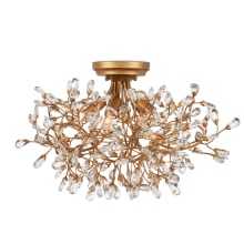 Crystal Bud 5 Light 24" Wide Semi-Flush Ceiling Fixture with Crystal Accents