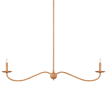 Saxon 2 Light 43" Wide Wrought Iron Candle Style Chandelier - Saddle Tan