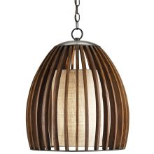 Carling 1 Light Pendant in Old Iron / Polished Fruitwood Finish