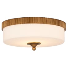 Bryce 16" Wide LED Flush Mount Drum Ceiling Fixture with Frosted Glass Shade - Gold