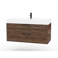 Savoy 42" Wall Mounted Single Basin Vanity Set with Cabinet and Porcelain Vanity Top