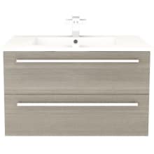 Silhouette 30" Wall Mounted / Floating Single Vanity Set with Wood Cabinet and Cultured Marble Vanity Top