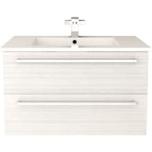 Silhouette 30" Wall Mounted / Floating Single Vanity Set with Wood Cabinet and Cultured Marble Vanity Top
