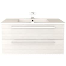 Silhouette 36" Wall Mounted / Floating Single Vanity Set with Wood Cabinet and Cultured Marble Vanity Top