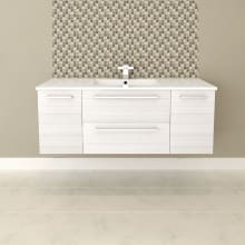 Silhouette 48" Wall Mounted / Floating Single Vanity Set with Wood Cabinet and Cultured Marble Vanity Top