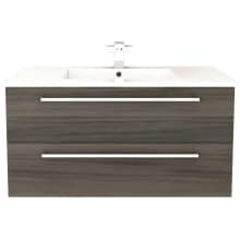 Silhouette 36" Wall Mounted / Floating Single Vanity Set with Wood Cabinet and Cultured Marble Vanity Top