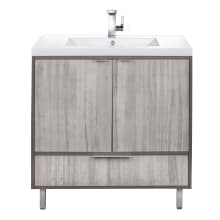 London 36" Free Standing Single Basin Vanity Set with Acrylic Vanity Top