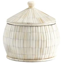 For Keeps 8" Diameter Bone and Wood Decorative Canister