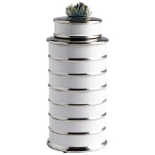 Tower 5" Diameter Ceramic and Crystal Decorative Canister