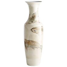 Playing Koi 9-3/4" Diameter Ceramic Vase