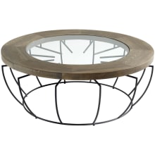 Crater 48" Diameter Iron, Glass, and Wood Coffee Table