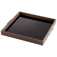 Chelsea 19 Inch Wide Iron Glass and Wood Tray