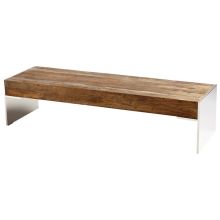 Silverton 63.5 Inch Long Stainless Steel and Wood Coffee Table