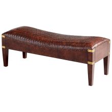 Mechi 18.25 Inch Tall Wood and Leather Bench Made in India