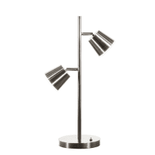 2 Light 21" Tall LED Table Lamp with Metal Shades