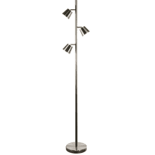 3 Light 62" Tall LED Floor Lamp with Metal Shades