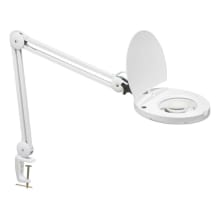 Single Light 47" Tall Integrated LED Clamp On Desk Lamp with Magnifier and Desk Clamp