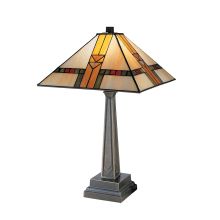 Edmund Mission Single Light 21" Tall Buffet Style Table Lamp with Tiffany Glass Shade