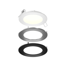 Ultraslim 4" LED Canless Recessed Fixture with Interchangeable Trims and Selectable Color Temperature - 800 Lumens