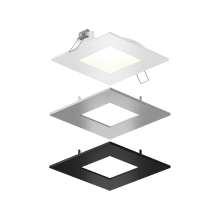 Ultraslim 4" Square LED Canless Recessed Fixture with Interchangeable Trims and Selectable Color Temperature - 800 Lumens
