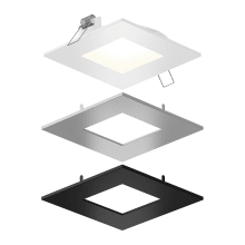 Ultraslim 6" Square LED Canless Recessed Fixture with Interchangeable Trims and Selectable Color Temperature - 1060 Lumens