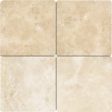 Travertine - 4" x 4" Square Floor and Wall Tile - Tumbled Visual - Sold by Carton (10 SF/Carton)