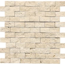 Travertine - 1" x 2" Brick Joint Mosaic Wall Tile - Textured Travertine Visual - Sold by Sheet (1 SF/Sheet)