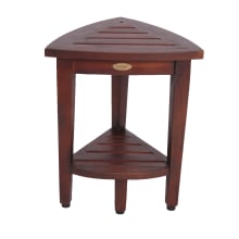 Oasis Compact Teak Corner Shower and Shaving Bench with Shelf