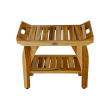 Tranquility 24" Solid Teak Shower Bench with Shelf