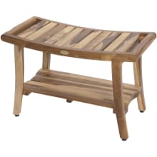Harmony 30-1/2" Solid Teak Shower Bench with Shelf And Lift Aide Arms