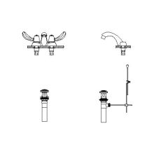 Double Handle 1.5GPM Bathroom Faucet with Hooded Blade Handles and Chain Stay Less Plug / Chain from the Commercial Series