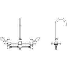 Double Handle 1 GPM Ceramic Disc Widespread Bathroom Faucet with Hooded Blade Handles and Smooth End 12-45/64" Gooseneck Spout from the Commercial Series