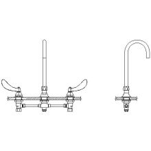 Double Handle 1 GPM Ceramic Disc Widespread Bathroom Faucet with Blade Handles and Smooth End 10" Gooseneck Spout from the Commercial Series