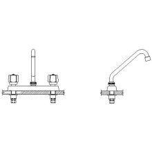 Double Handle 1.5GPM Ceramic Disc Kitchen Faucet with Flute Handles Tubular Swing Spout and Antimicrobial by AgION from the Commercial Series