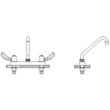 Double Handle 1.5GPM Ceramic Disc Kitchen Faucet with Hooded Blade Handles and Tubular Swing 14" Spout from the Commercial Series