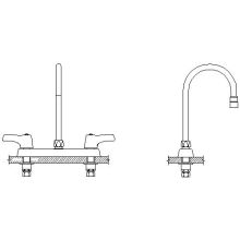 Double Handle 1.5GPM Ceramic Disc Kitchen Faucet with Lever Blade Handles and Smooth End Gooseneck Spout from the Commercial Series