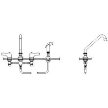 Double Handle 1.5GPM Below Deckmount Kitchen Faucet with Lever Blade Handles, Side Spray, Tubular Swing Spout, and Vandal Resistant Aerator