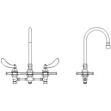 Double Handle 1.5GPM Ceramic Disc Below Deckmount Kitchen Faucet with Temperature Indicated Blade Handles Limited Swivel Gooseneck Spout and Antimicrobial by AgION from the Commercial Series