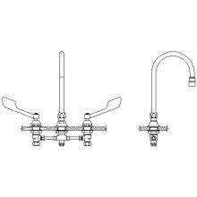 Double Handle 0.5GPM Ceramic Disc Below Deckmount Kitchen Faucet with Wrist Blade Handles and Gooseneck Spout from the Commercial Series